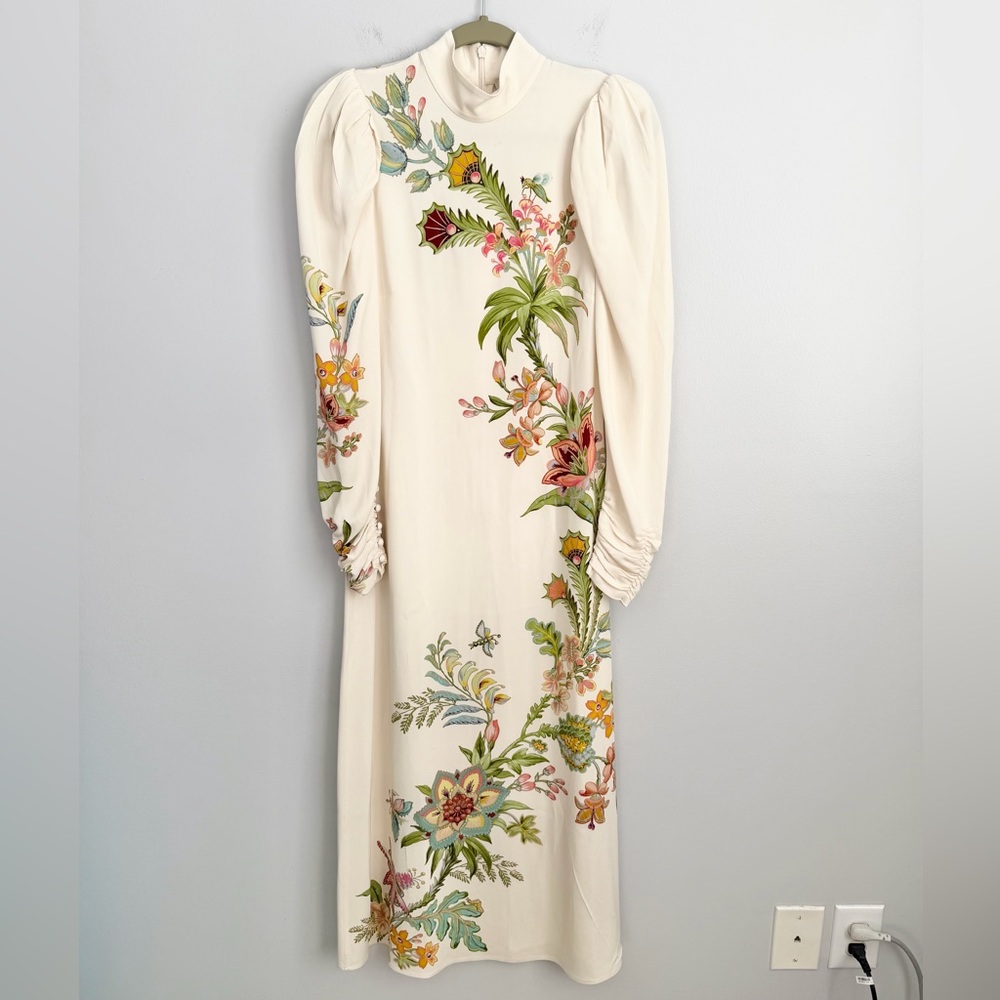 Alemais Size US 2 AU 6 • Ira Ivory Maxi Long Sleeve Floral Dress Gown. - Picture 3 of 8